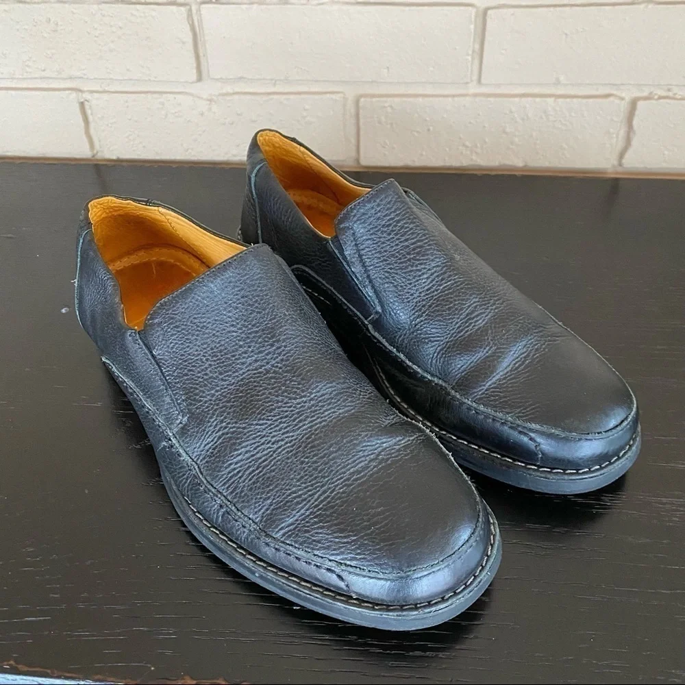 Mens Sandro 12010 Black Leather Comfort Soft Gel Loafer / Shoes Size 8